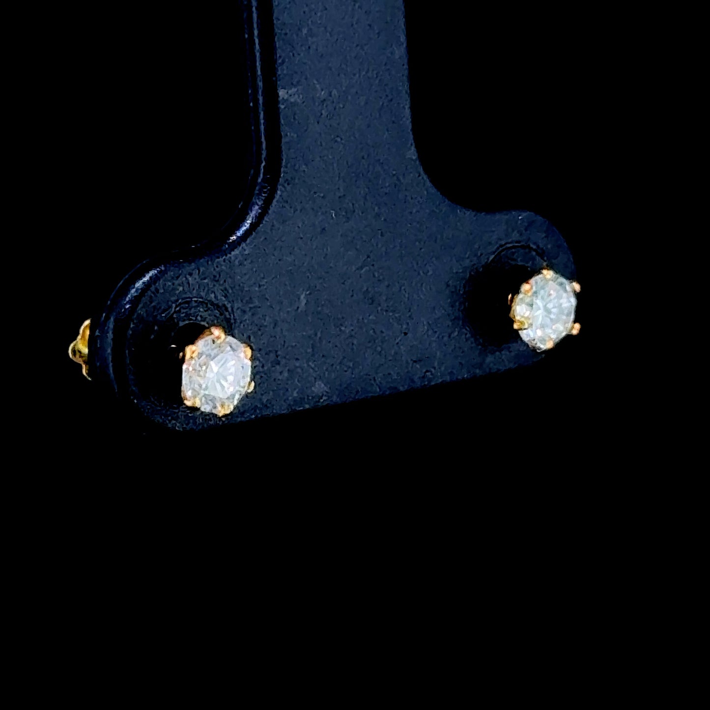 15K Yellow Gold Small Diamond Screw Studs for Babies APPX 0.15 CTS/side