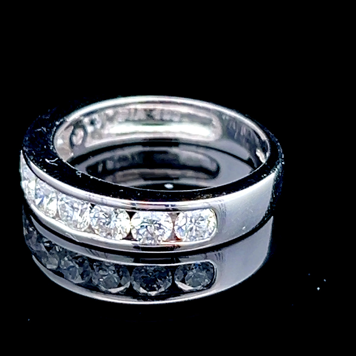 18K White Gold Diamond Channel Set Ring APPX 1.0 CTS