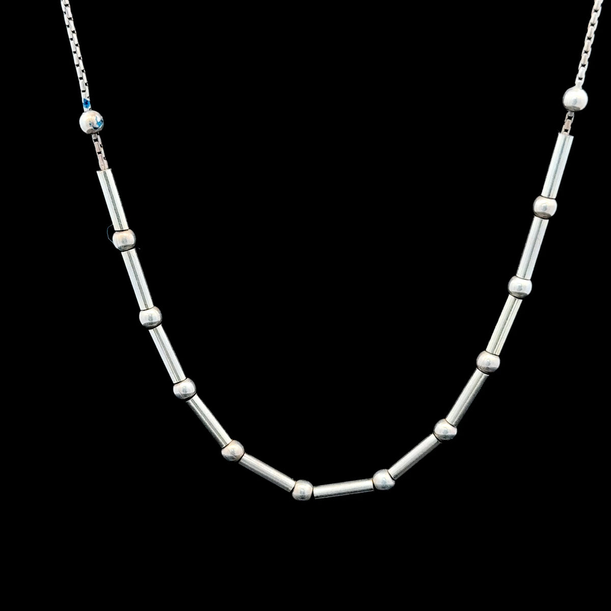 Silver Bead Station Necklace
