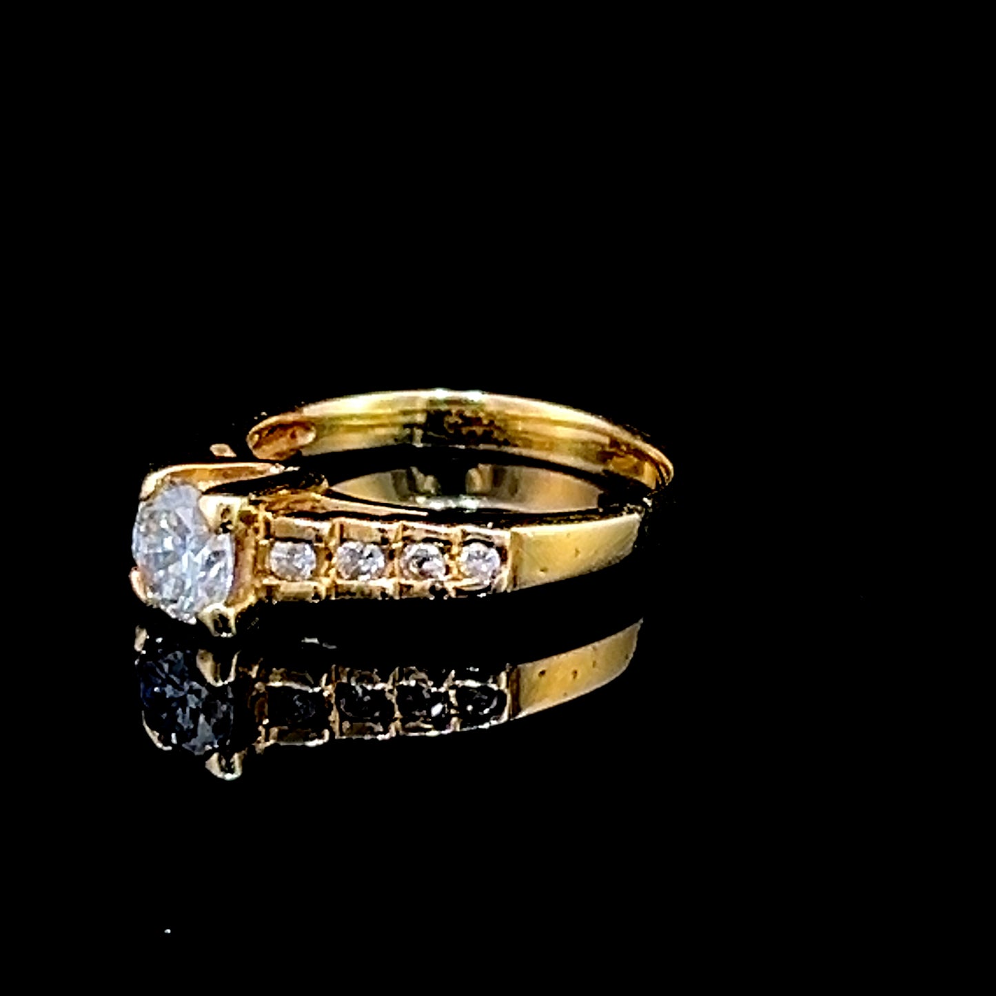 18K Yellow Gold Diamond Solitaire Ring with Diamonds to Shoulders APPX 0.8 CTS