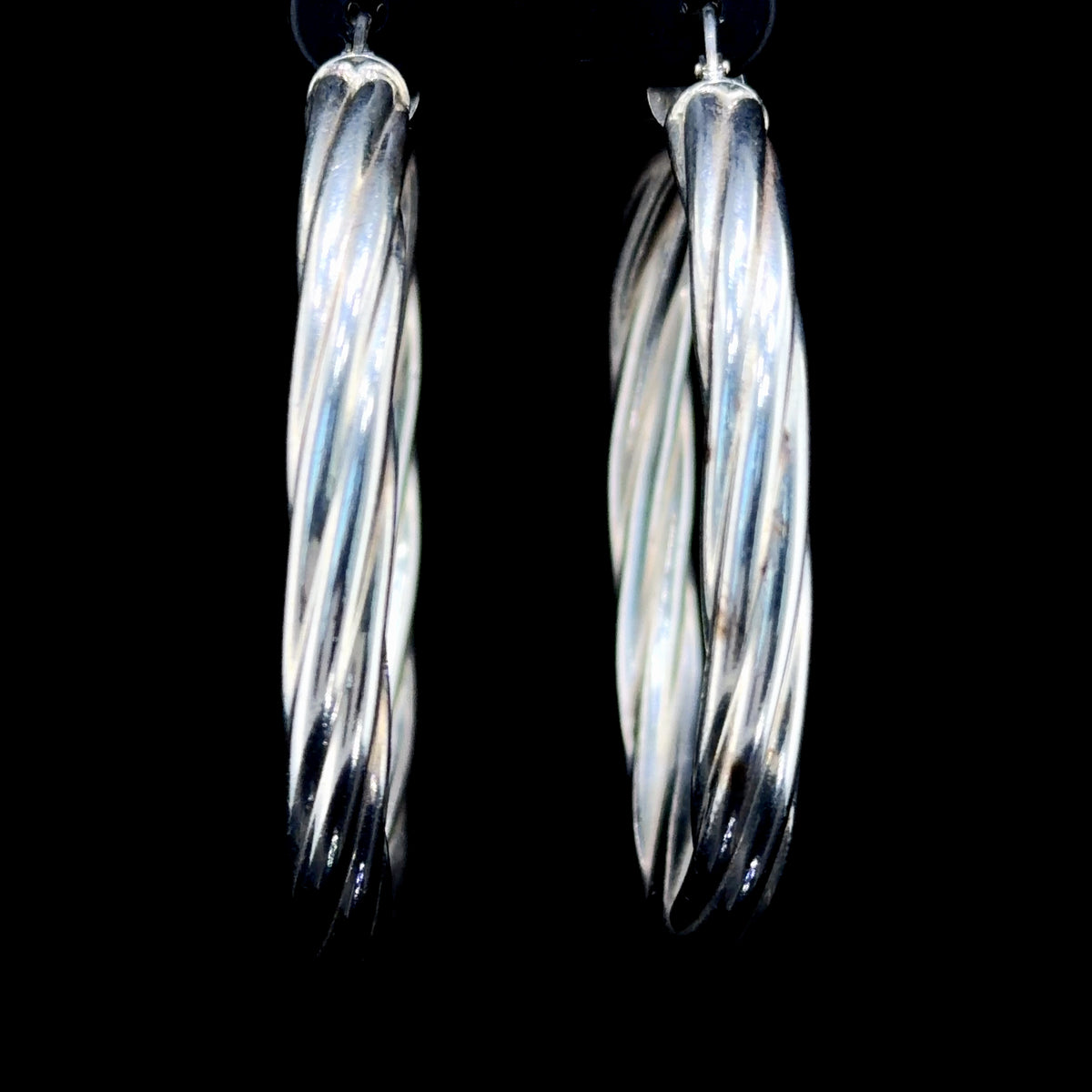 Lovely Large Silver Twist Hoop Earrings