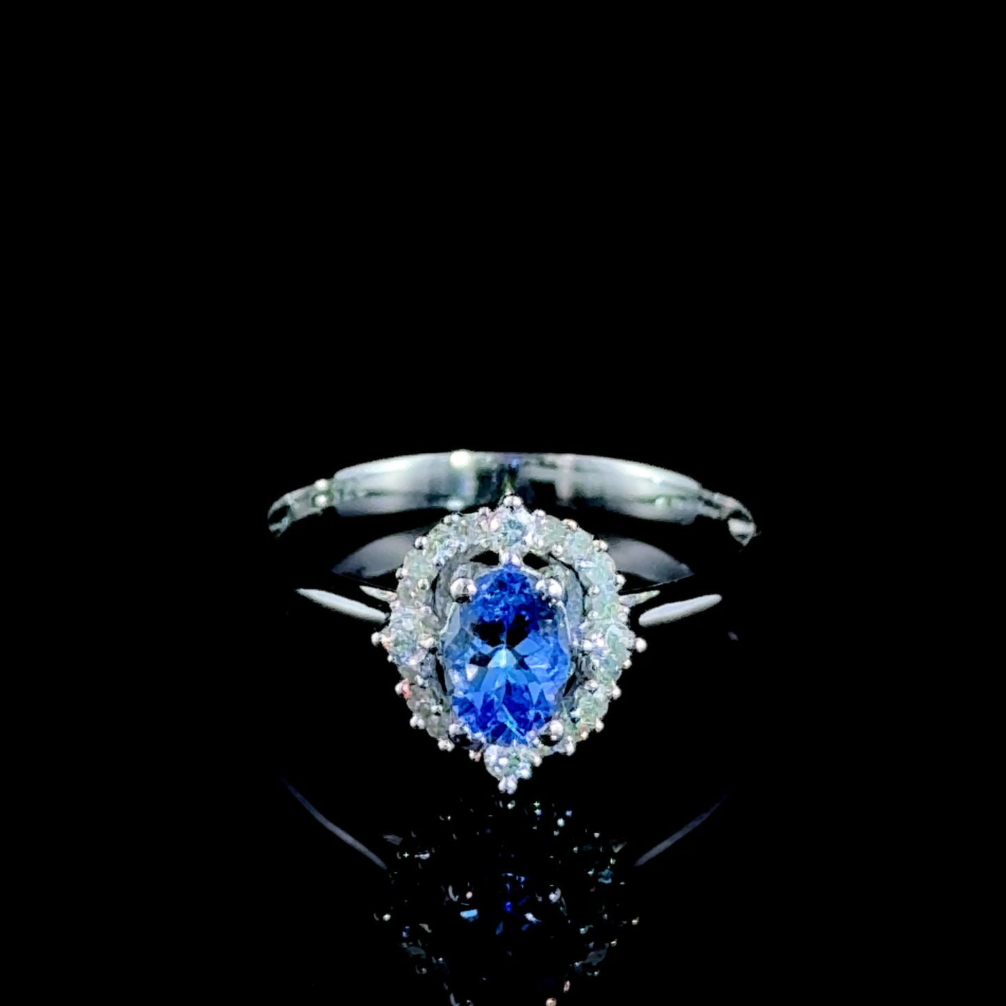 9K White Gold Tanzanite & Diamond Ring
