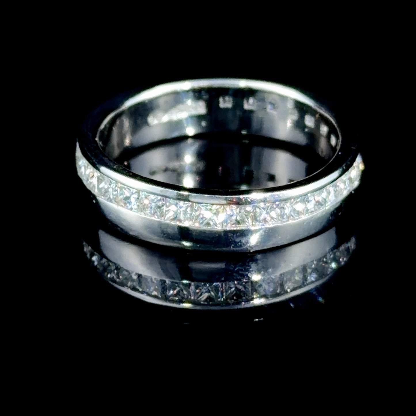 Lovely Platinum Channel Set Princess Cut Diamond Eternity Ring Appx 1.2 Cts