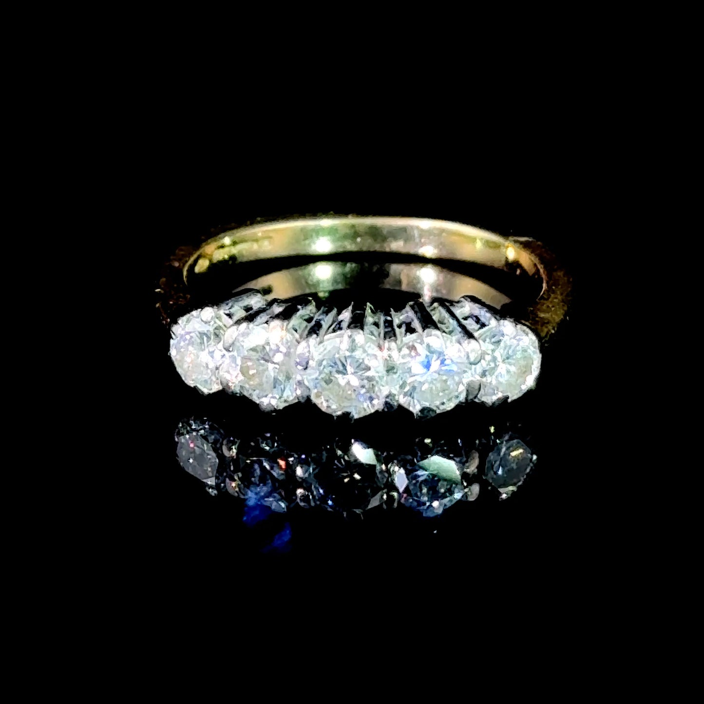 18K Yellow Gold / White Gold 5 Stone Diamond Ring APPX 1.0 CTS