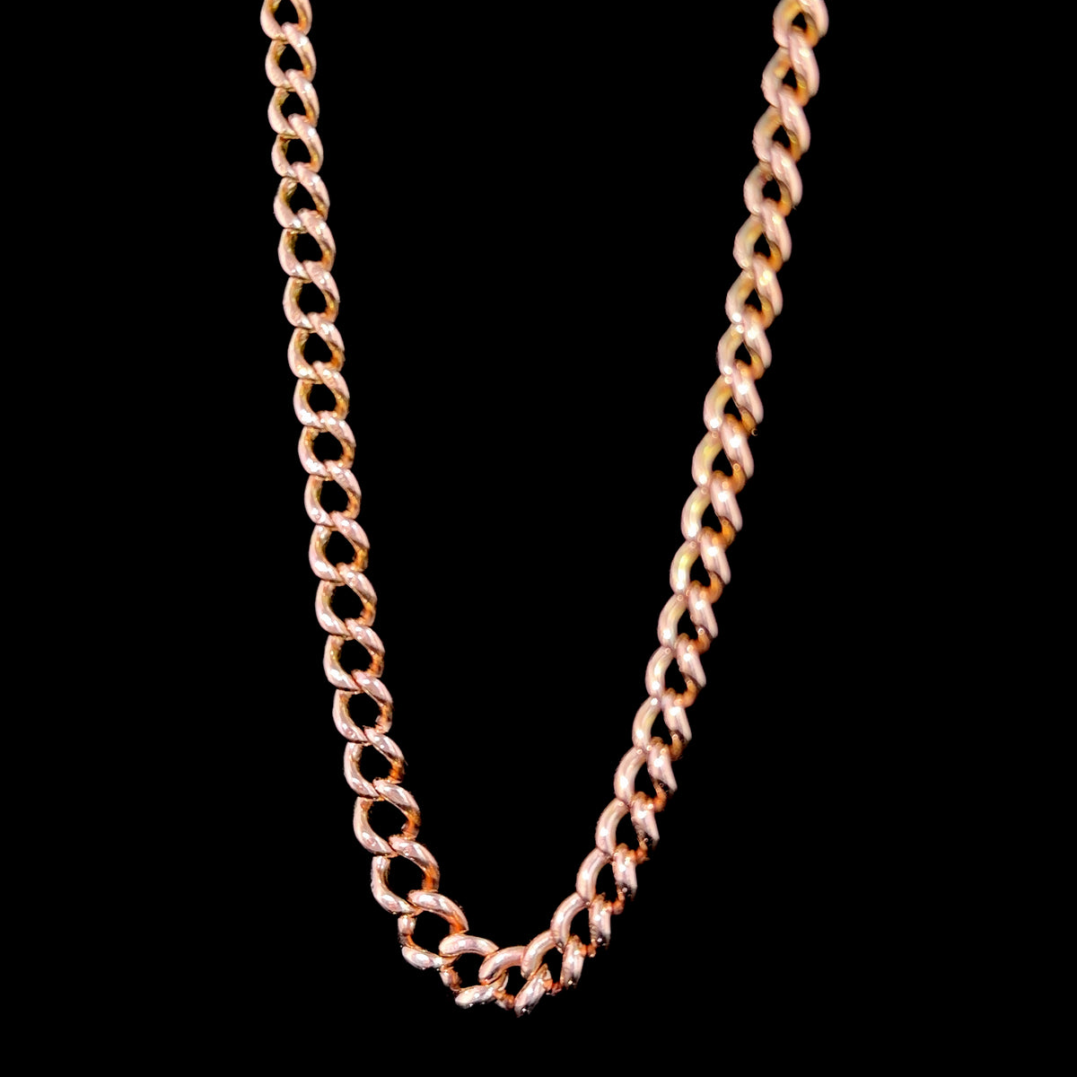 Fabulous Antique 9k Rose Gold Graduated Round Link Curb Chain Necklace 16” Long. Each Link Having A Mark For 375