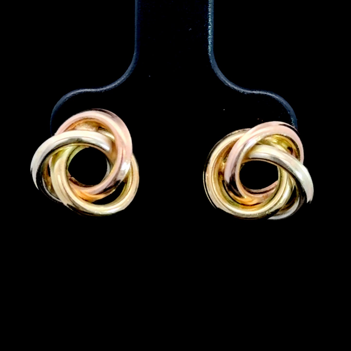 9k Tri-Colour Gold Knot Earrings