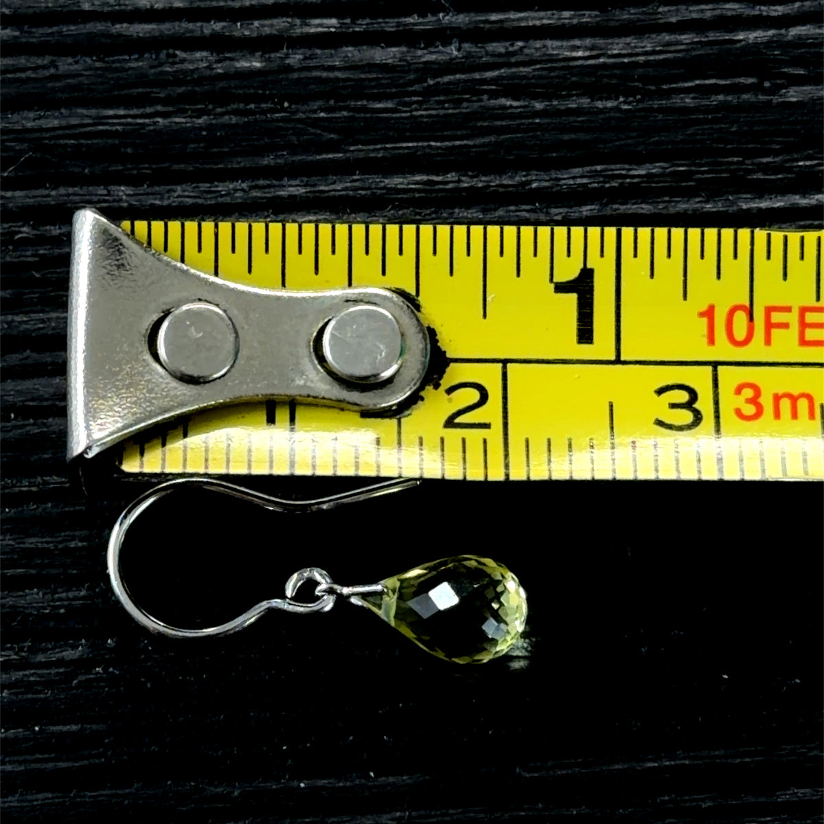 Pretty 9k White Gold Lemon Quartz Briolette Cut Drop Earrings With Shepherds  Hook Back