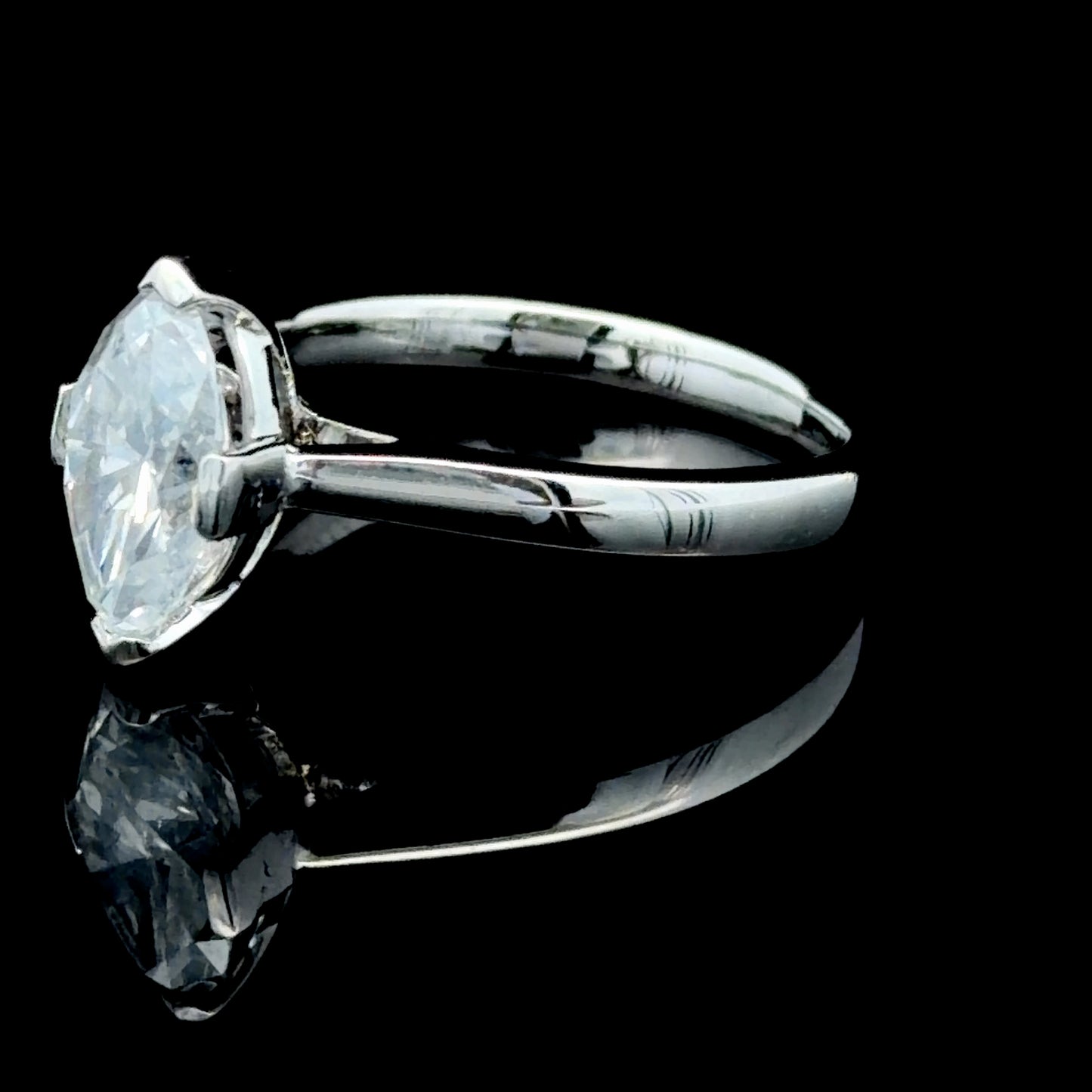 Platinum Marquise Diamond Solitaire Engagement Ring 1.53 Cts