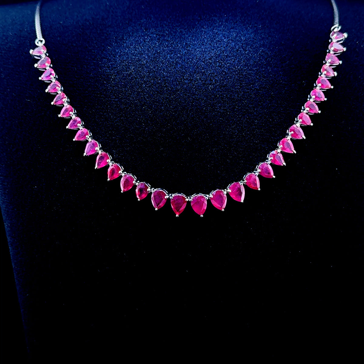 Stunning Silver Pear Ruby Necklace