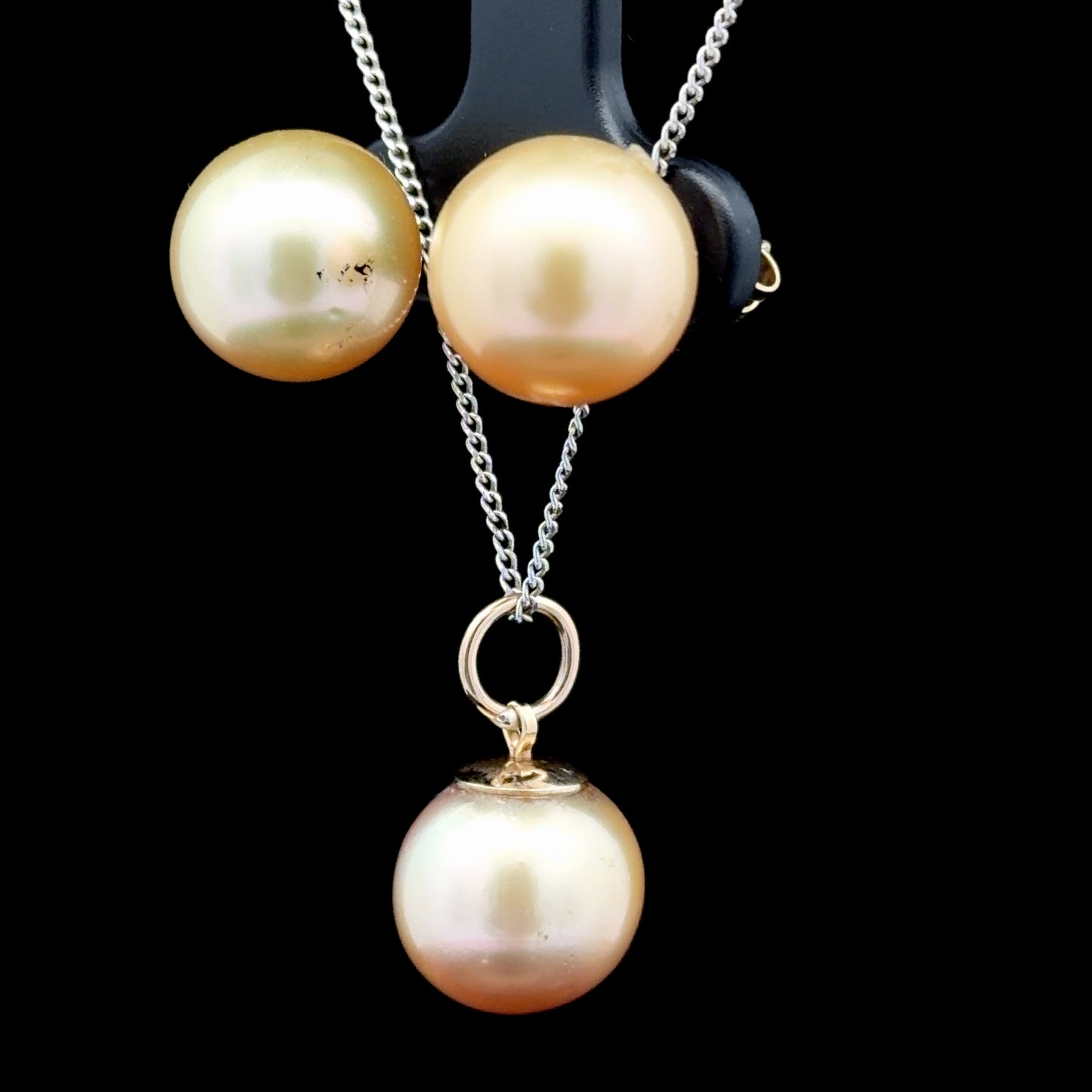 9k yellow Gold Golden Pearl Earrings & Pendant Set (No Chain)