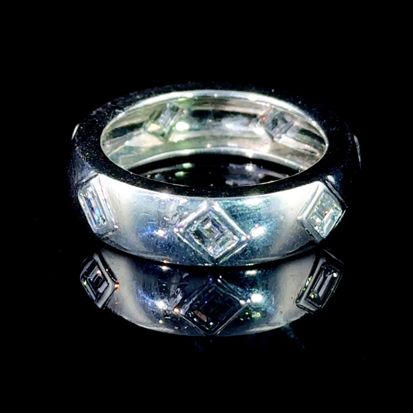 Platinum Thick Banded Diamond Ring APPX 1.2 CTS