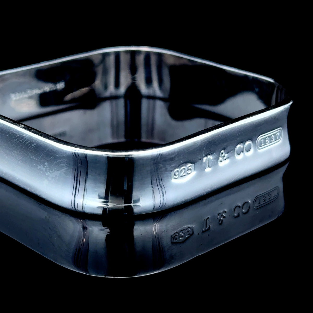 Tiffany & Co. Large 1837 Square Silver Bangle