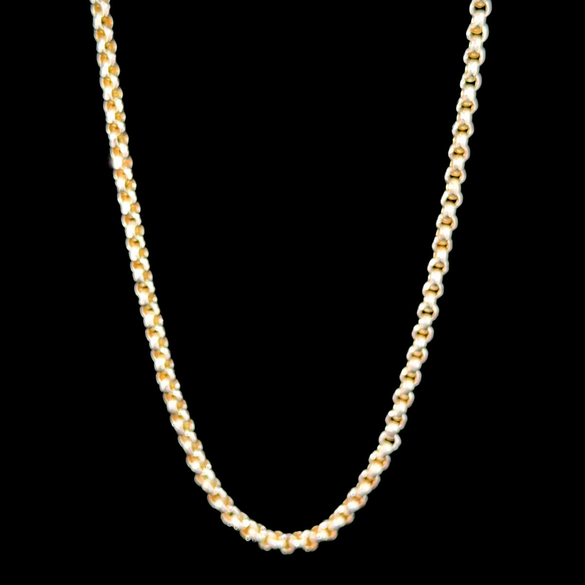 9k Yellow Gold Belcher Chain With A Collet Clasp 18 Inches Long