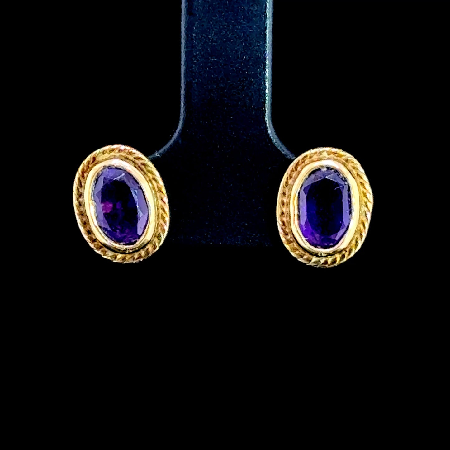 9K Yellow Gold Amethyst Studs