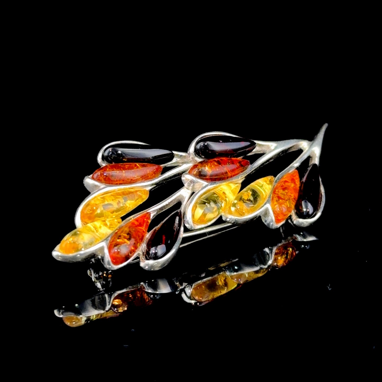 Stunning Cognac Amber Floral Bouquet Brooch by Be-Jewelled