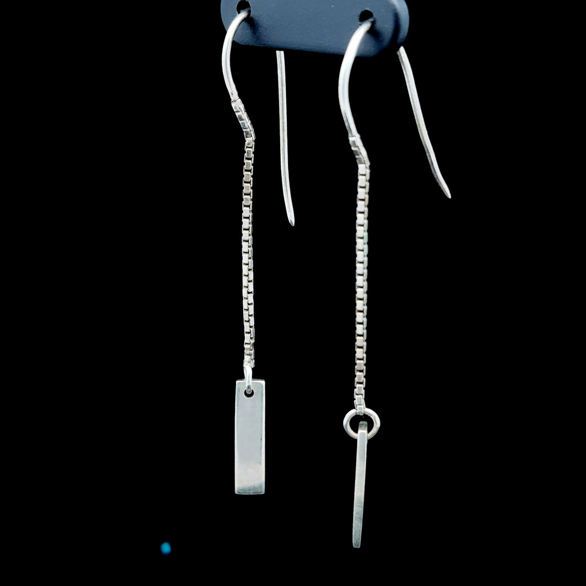 Silver Box Link Dangle Earrings