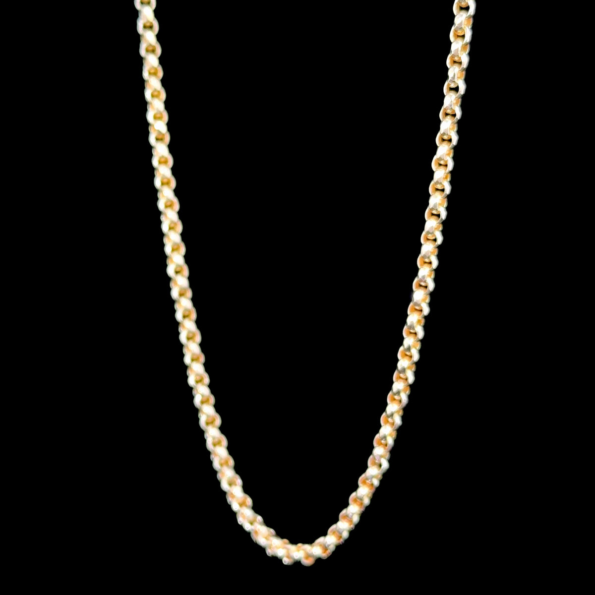 9k Yellow Gold Belcher Chain With A Collet Clasp 18 Inches Long