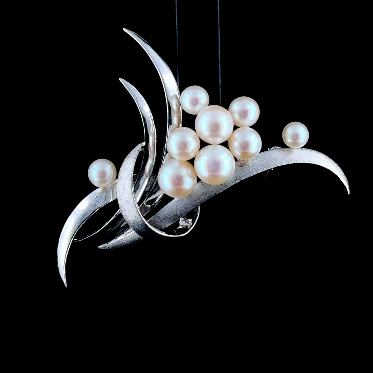 Beautiful Pearl & Silver Bouquet Brooch