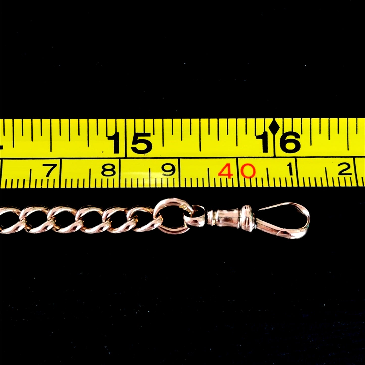 Fabulous Antique 9k Rose Gold Graduated Round Link Curb Chain Necklace 16” Long. Each Link Having A Mark For 375