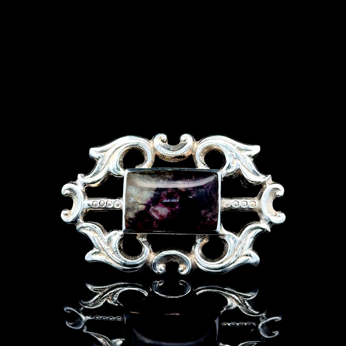 Silver Antique Blue John Brooch