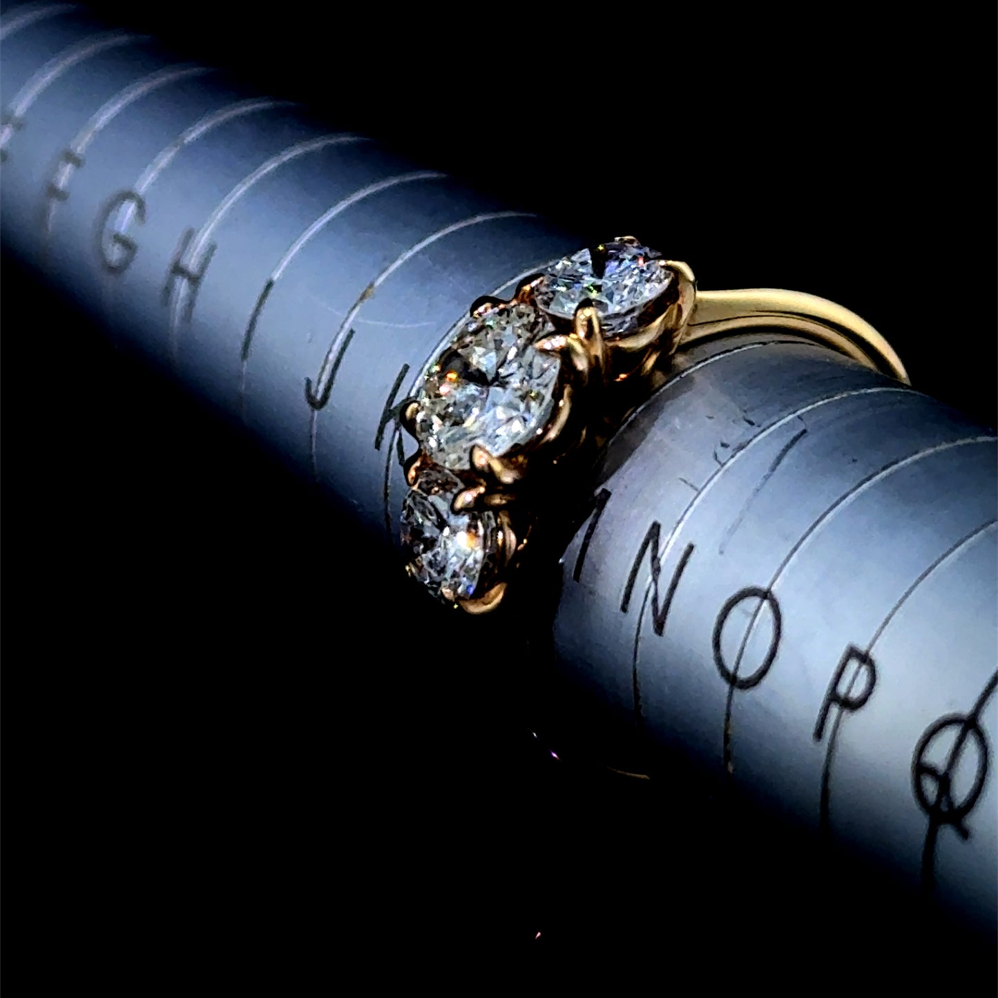 18K Yellow Gold Diamond Trilogy Ring APPX 2.10 CTS