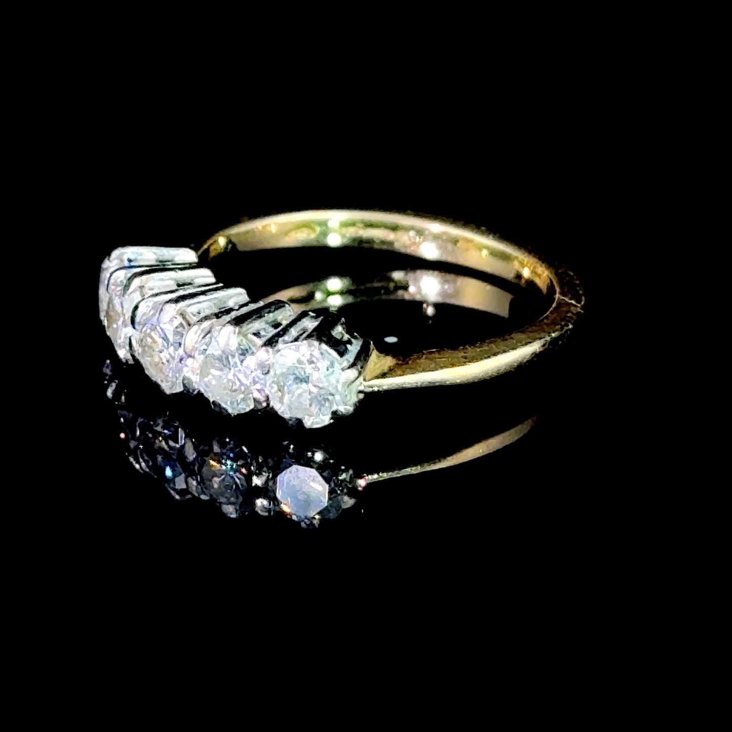 18K Yellow Gold / White Gold 5 Stone Diamond Ring APPX 1.0 CTS