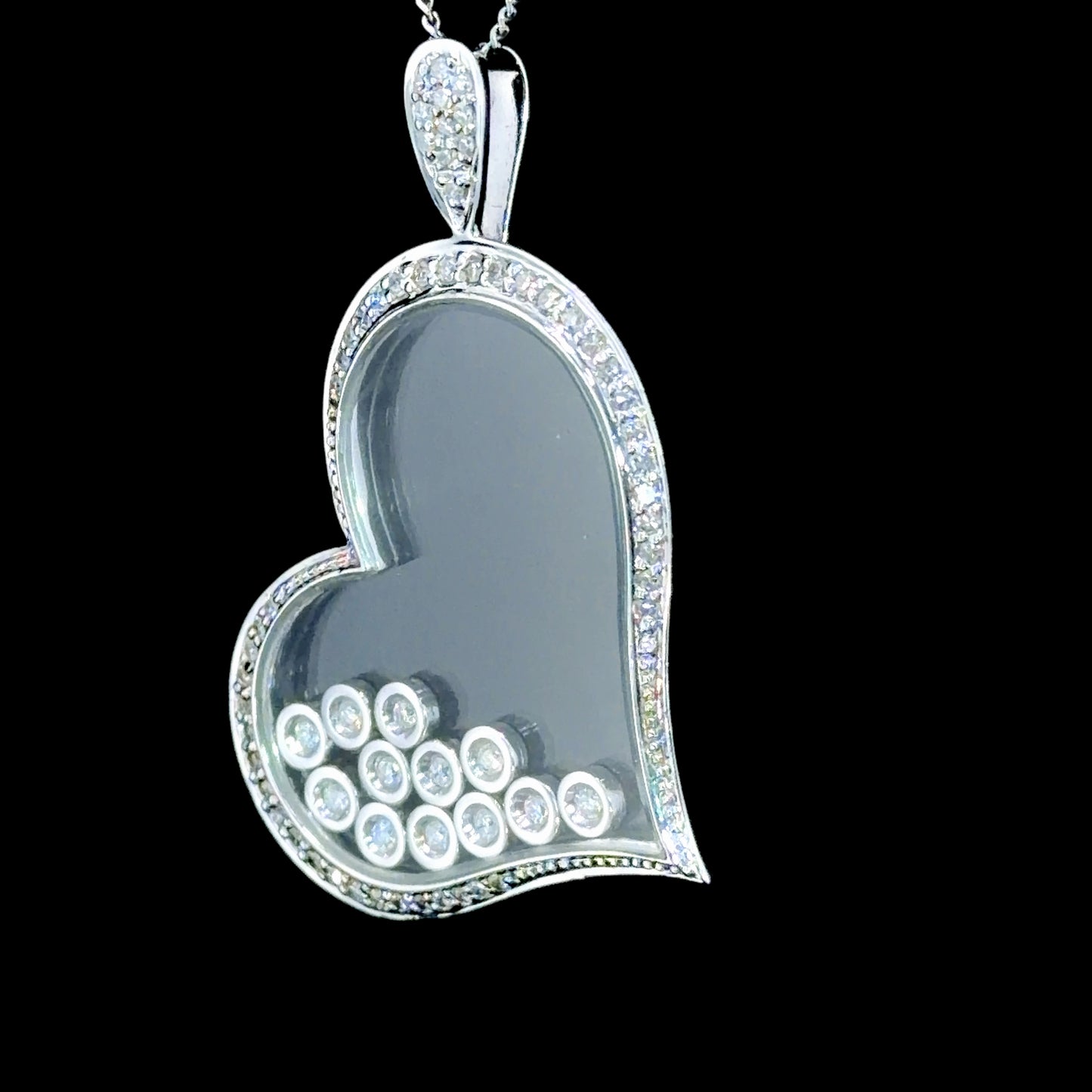 18k White Gold Floating Diamond Heart Pendant Appx 0.5 Cts G-H Colour Vs-Si