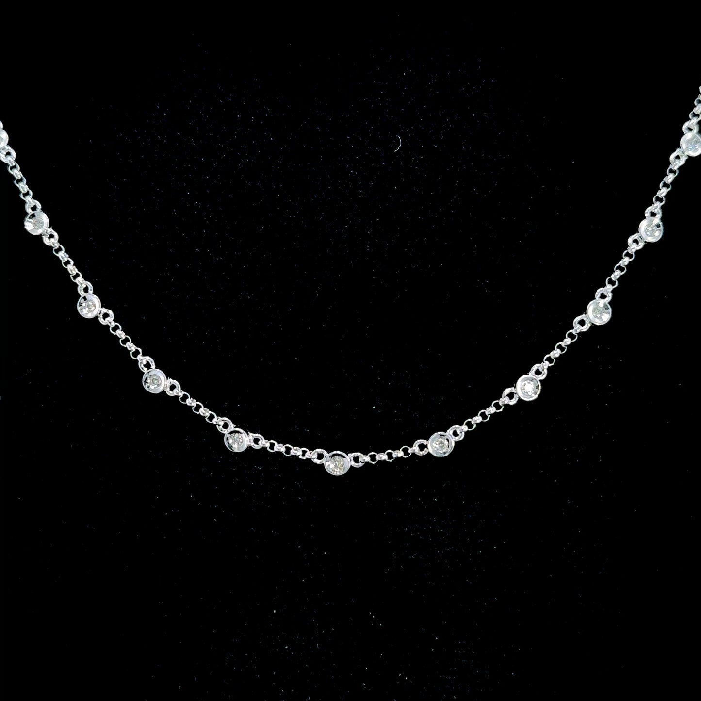 14K White Gold Diamond Set Necklace APPX 0.3 CTS