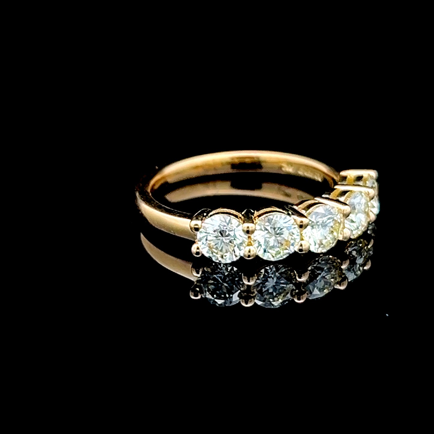 18K Yellow Gold 5 Stone Diamond Ring APPX 1.75 CTS