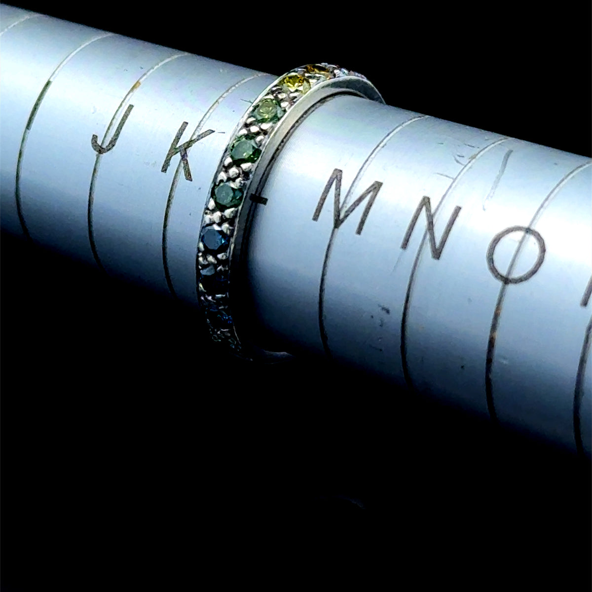Stunning 9K White Gold Multi-Coloured Treated Brilliant Cut Diamond Half Eternity 0.6 CTS with Valuation Report RRP £1150