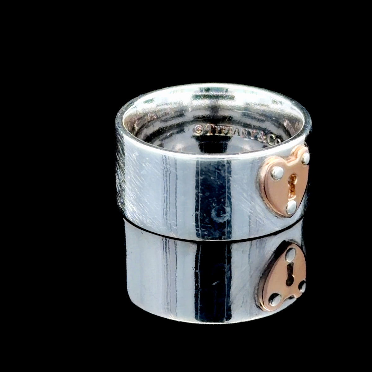 Tiffany Silver & 18k Yellow Gold Keyhole Lock Ring
