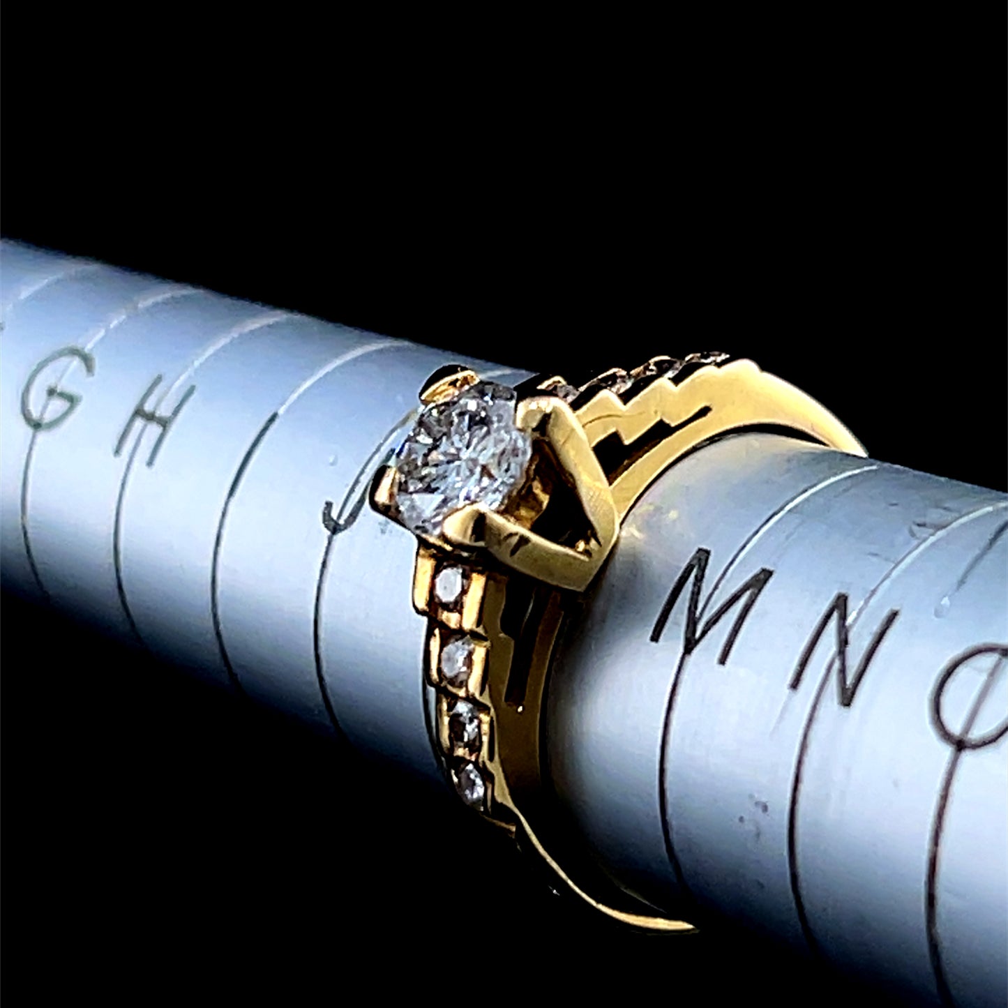 18K Yellow Gold Diamond Solitaire Ring with Diamonds to Shoulders APPX 0.8 CTS
