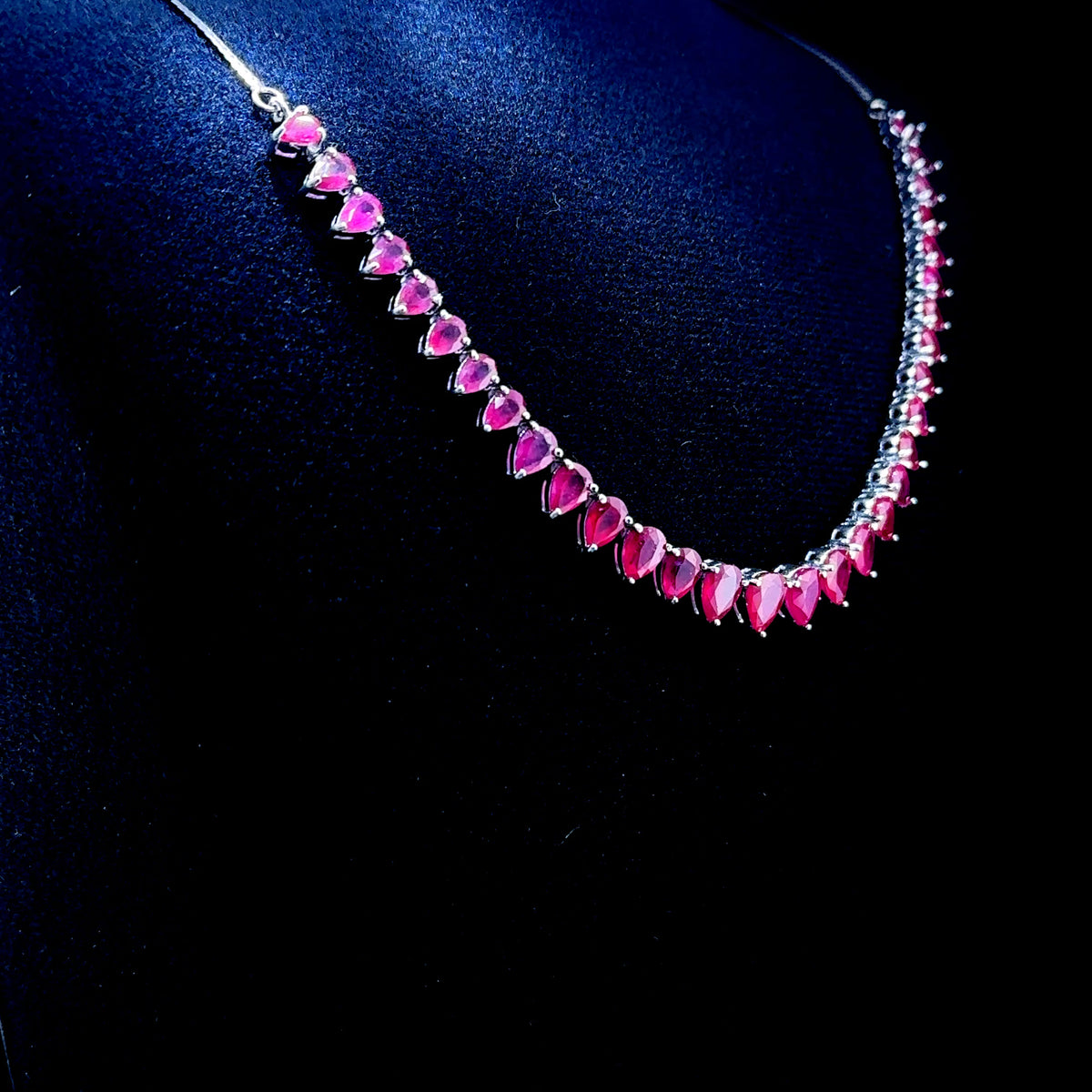 Stunning Silver Pear Ruby Necklace