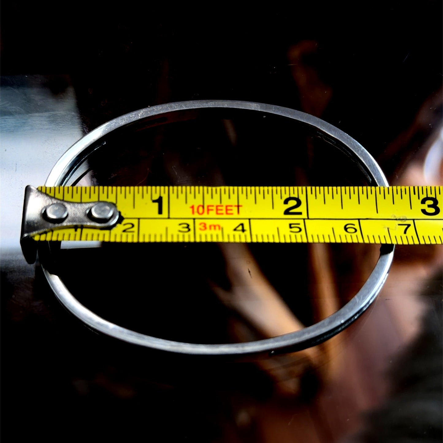 Vintage 925 Double Strand Cut Out Hinged Bangle With Diamond to Centre