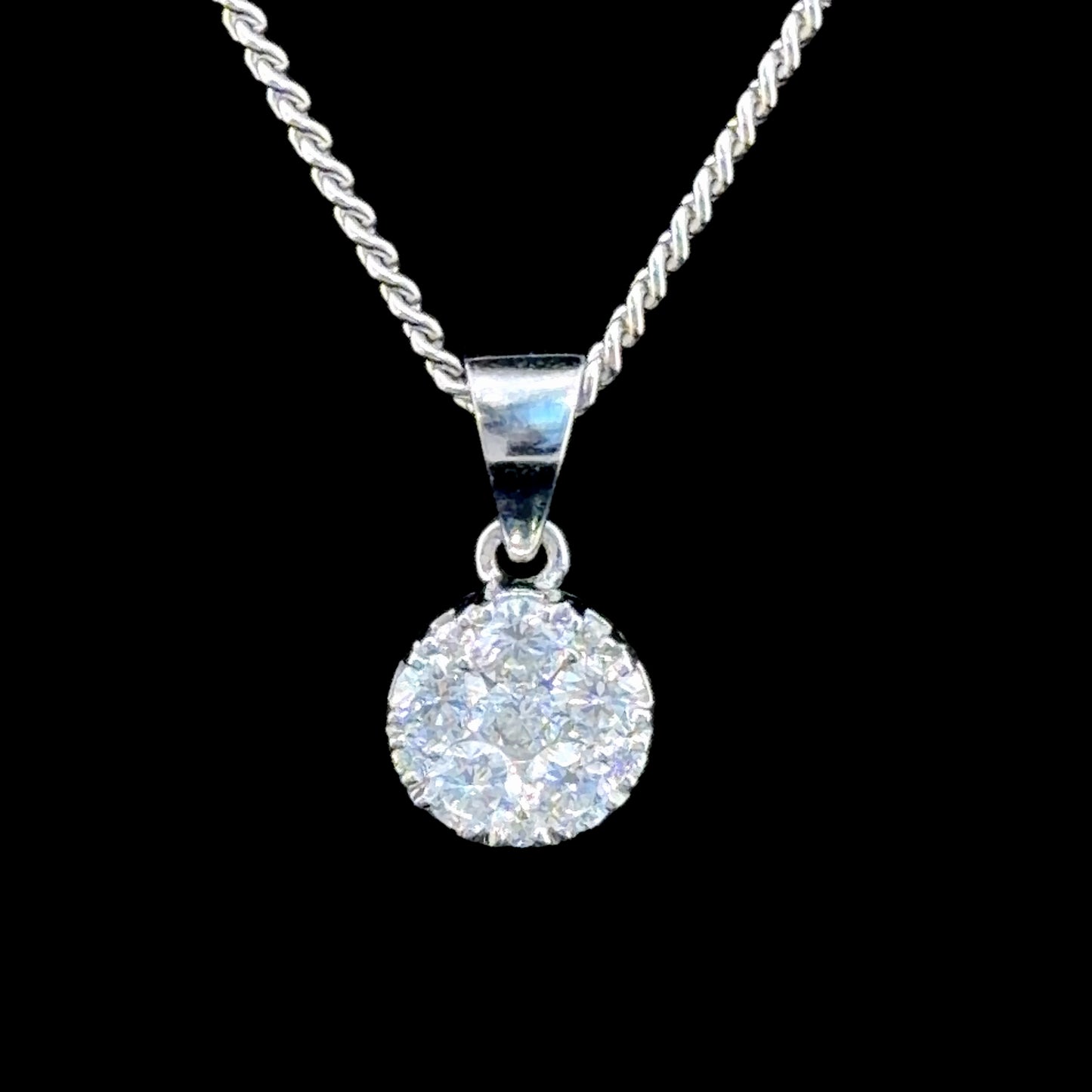 Sweet 18k White Gold Diamond Daisy Pendant (Only) Appx 0.5 Cts