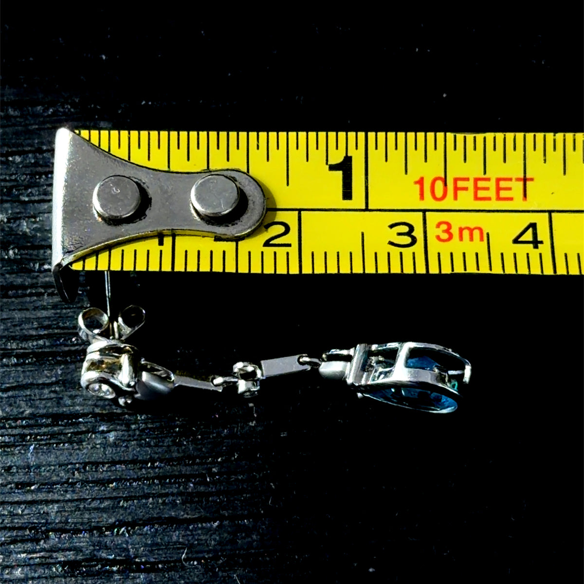 Stunning 18k Diamond & Pear Blue Topaz Drop Stud Earrings Part of The Ronald Charles Collection