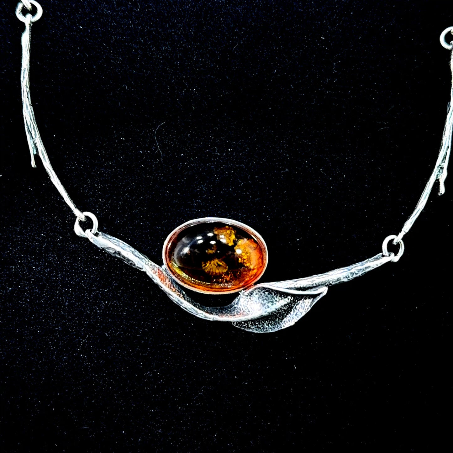 Silver Amber Vine Necklace