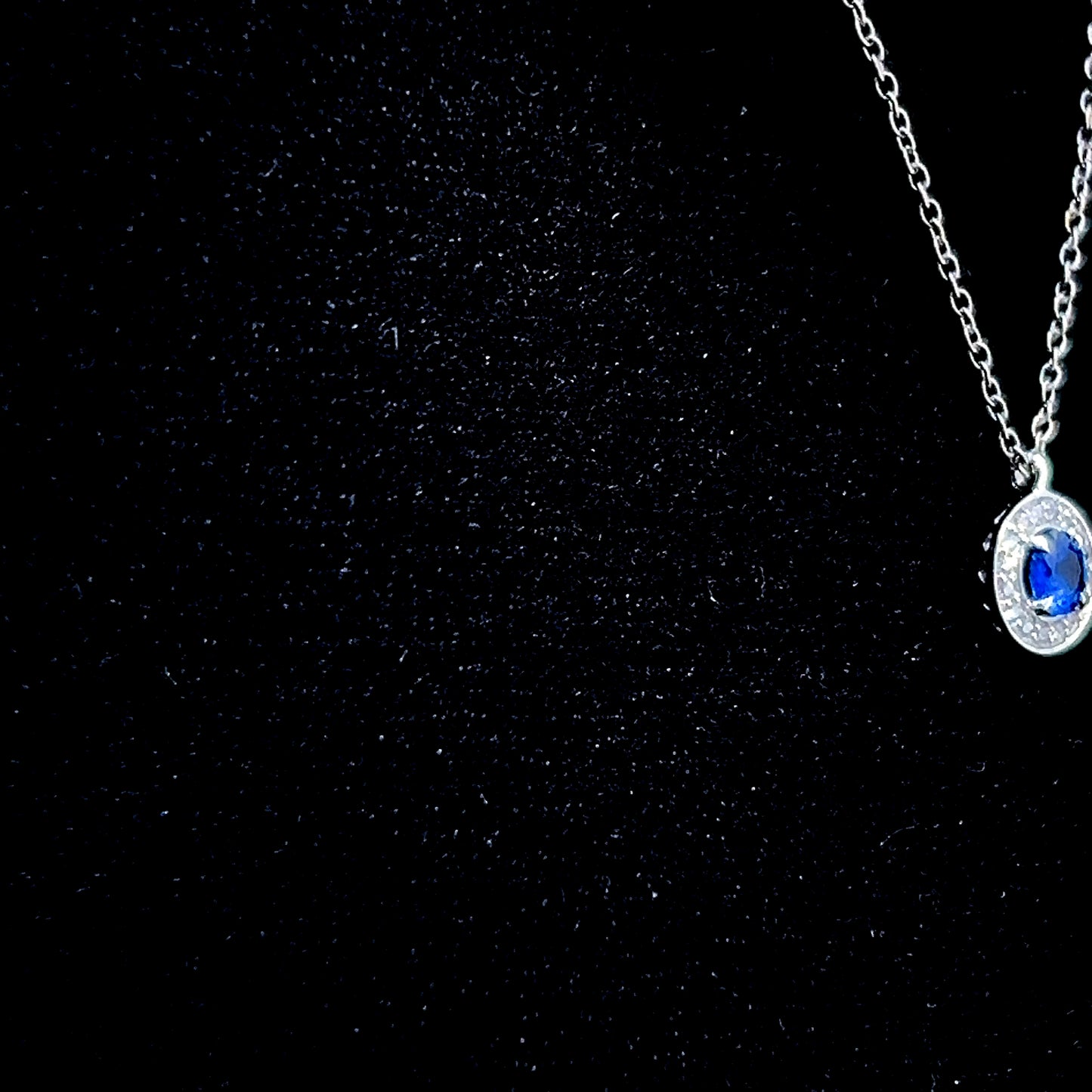 18K White Gold Sapphire & Diamond Pendant & Chain