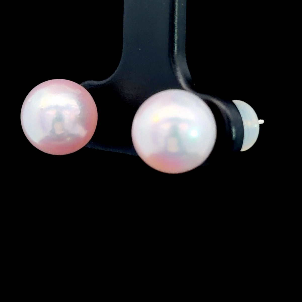Wonderful 14k White Gold Pink Pearl Stud Earrings