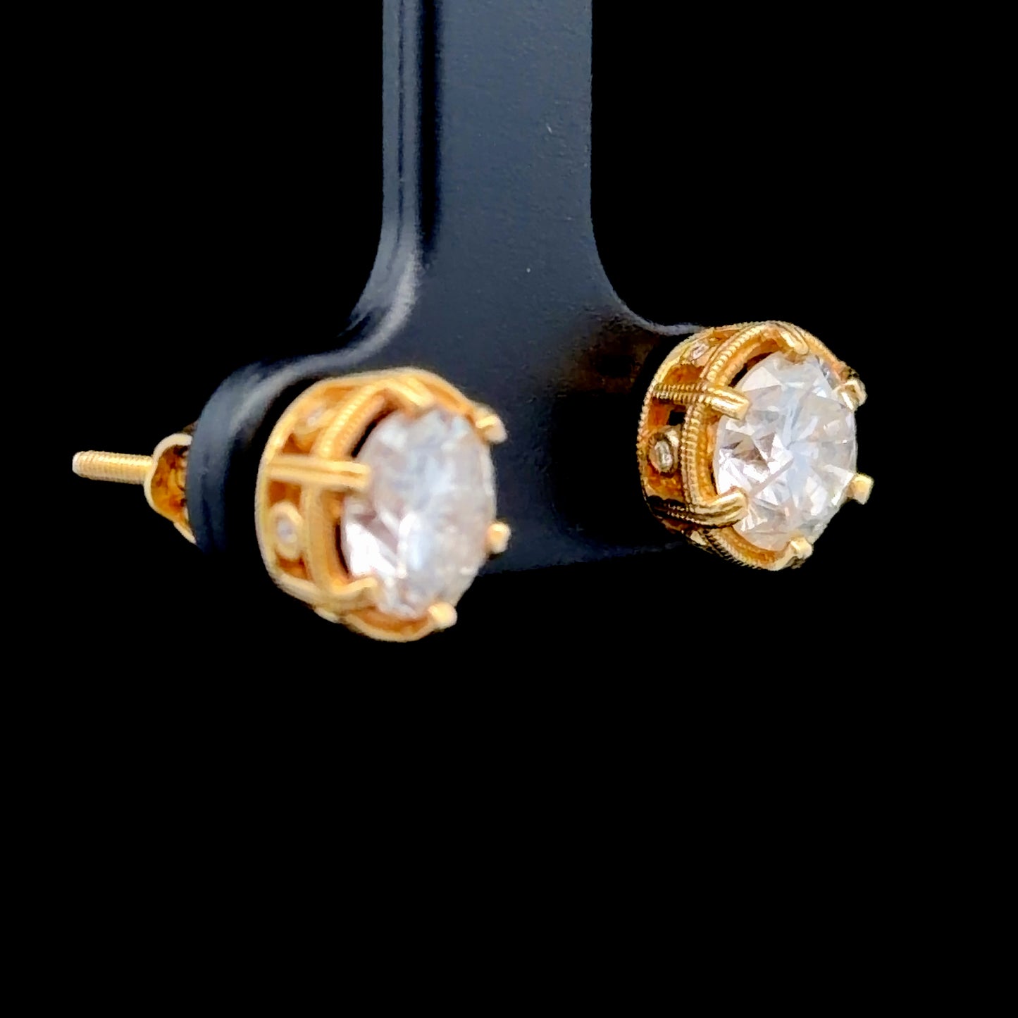 18K Yellow Gold Diamond Screw Studs APPX 2.10 CTS