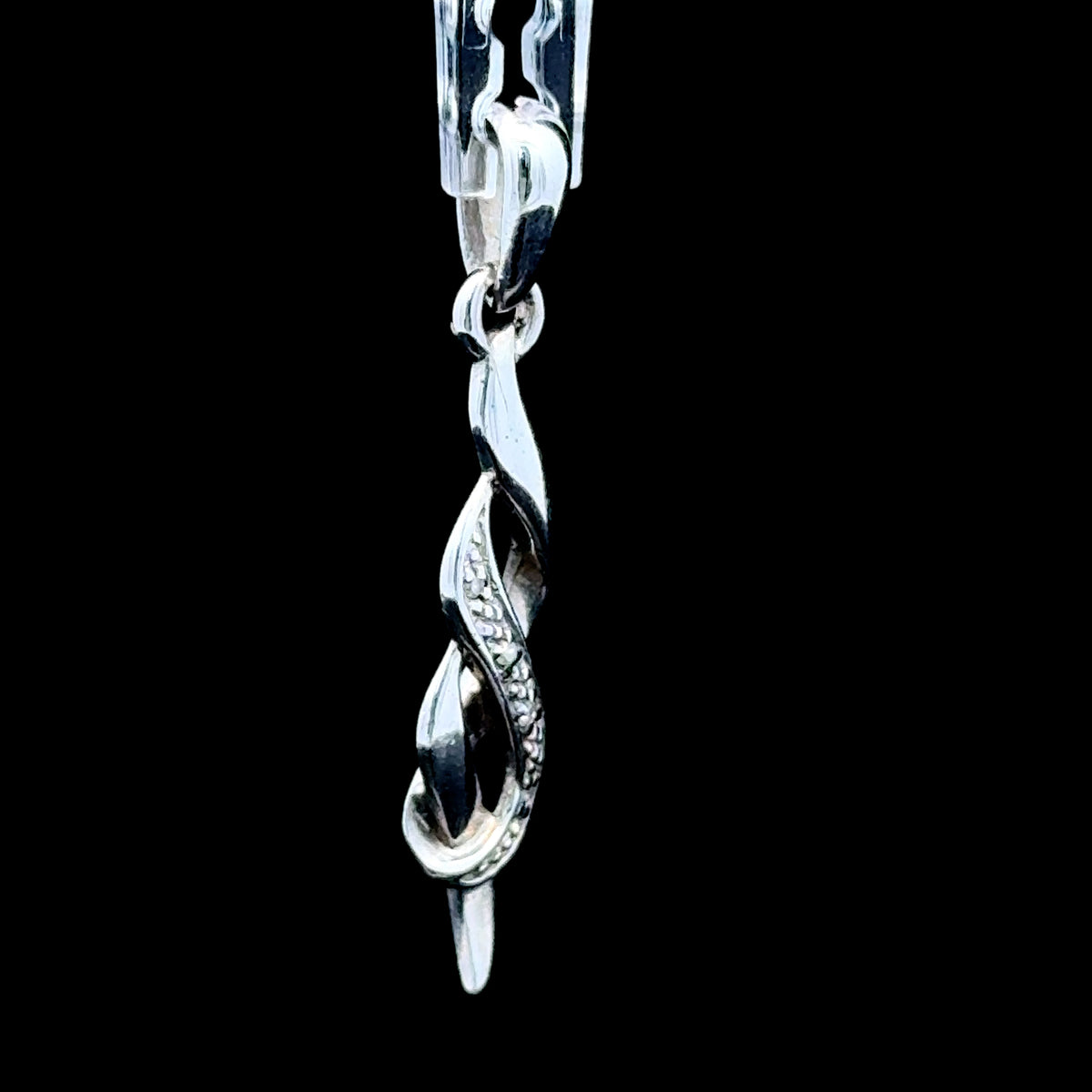 Silver & Diamond Twisted Pendant