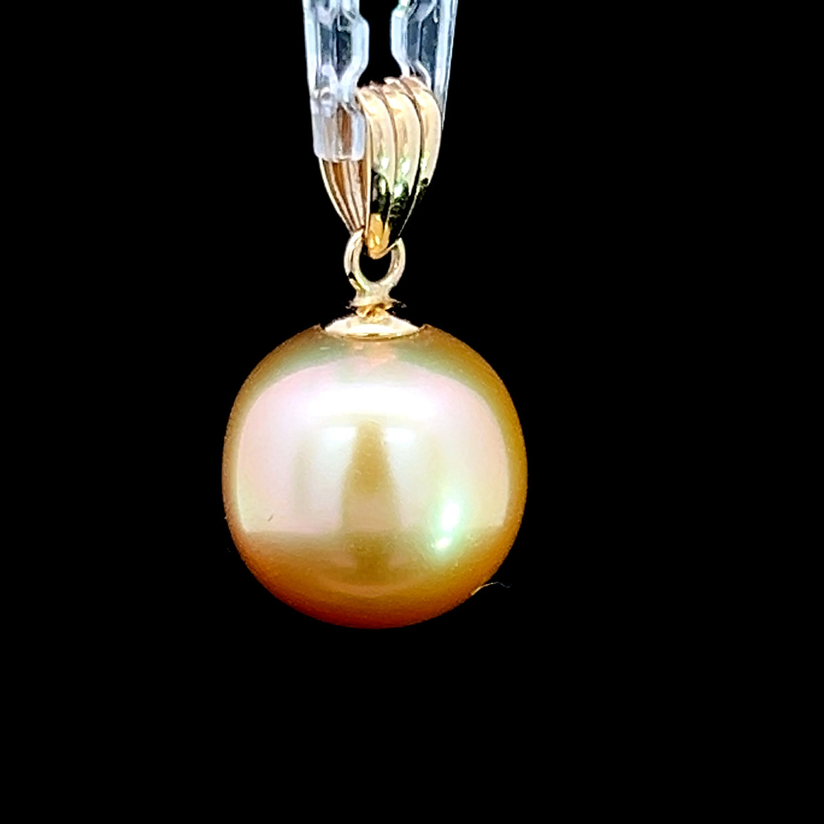 14K Yellow Gold Golden Pearl Pendant 12mm Diameter