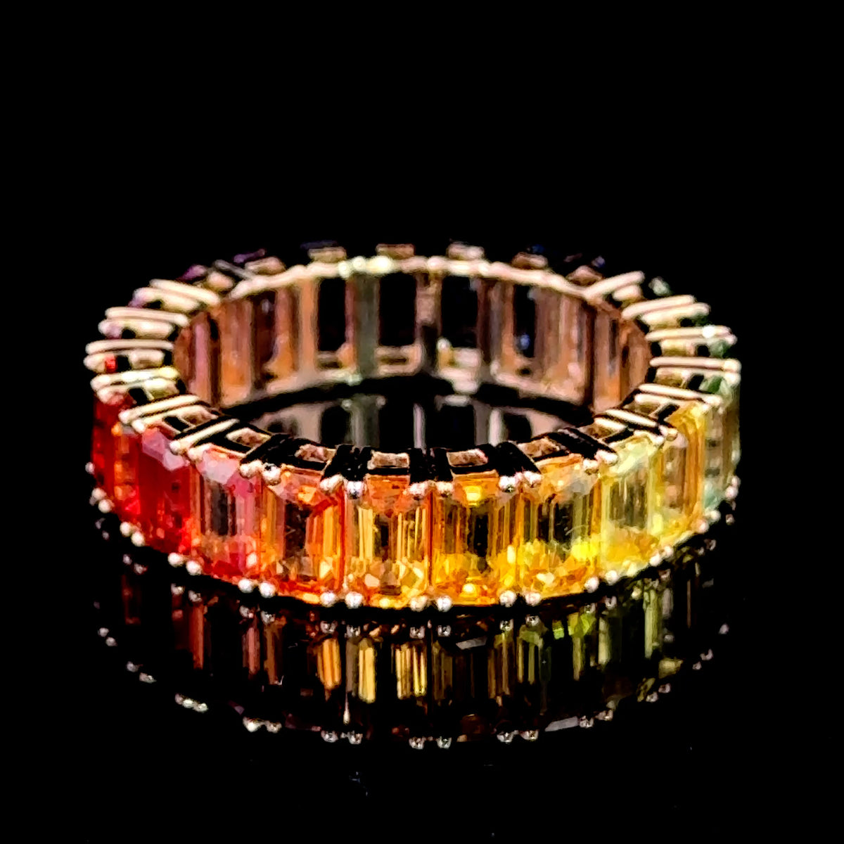 18k Rose Gold Rainbow Sapphire Full Eternity Ring APPX 7.75CTS