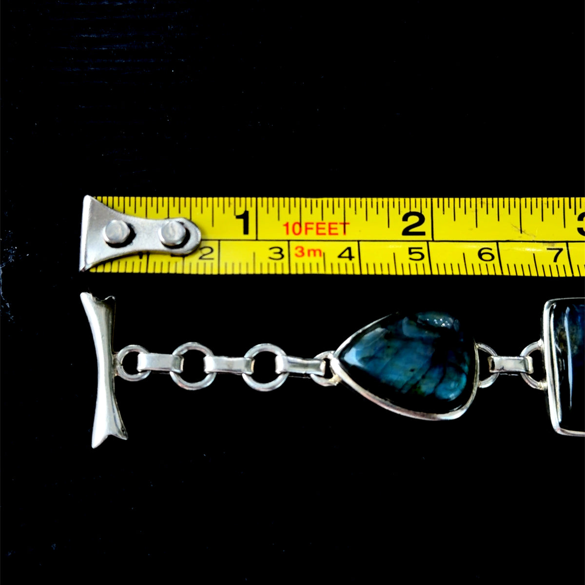Fabulous 925 Silver Laboradite Bracelet Toggle Bracelet Adjustable from 7-81/2 “