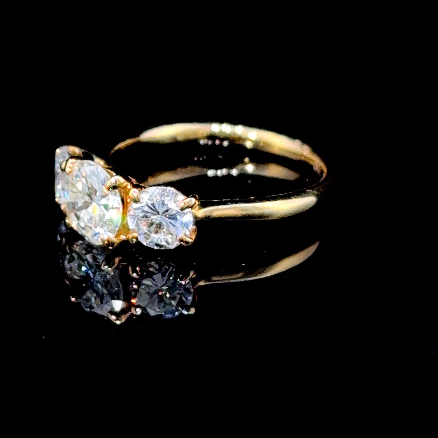 18K Yellow Gold Diamond Trilogy Ring APPX 2.10 CTS