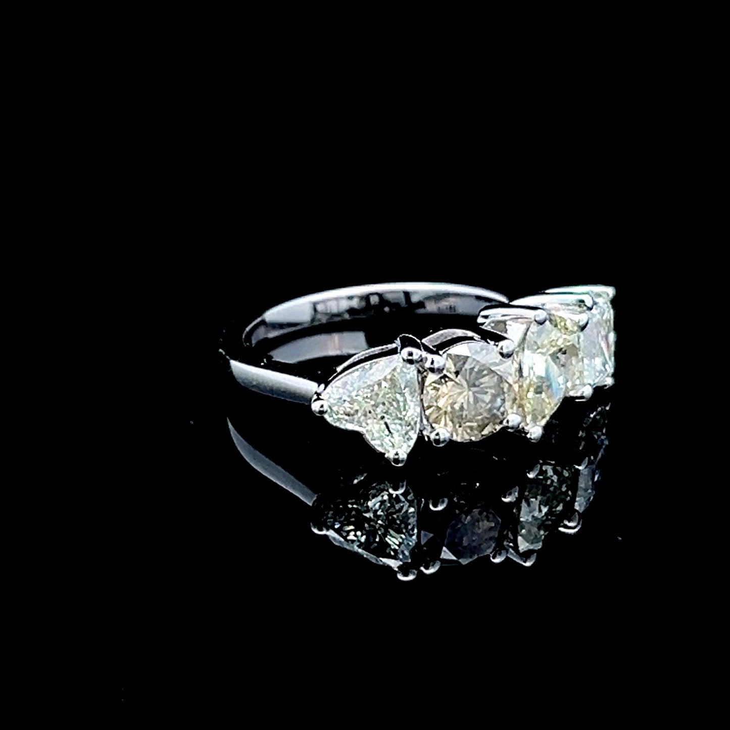 Platinum 4 Stone Multicut Diamond Ring APPX 3.6 CTS