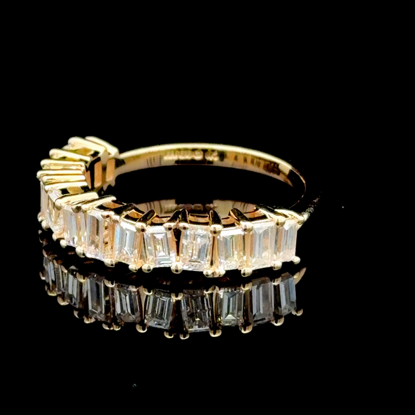 14K Yellow Gold Baguette Diamond Half Eternity Ring 1.5 Cts