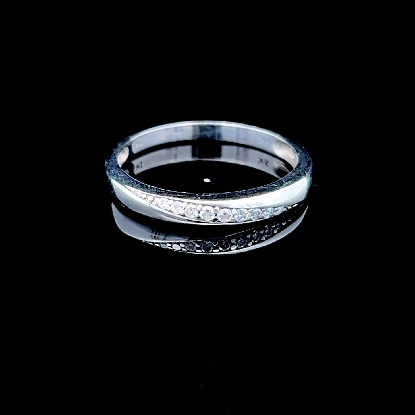 9K White Gold Diamond Eternity On the Cross Ring