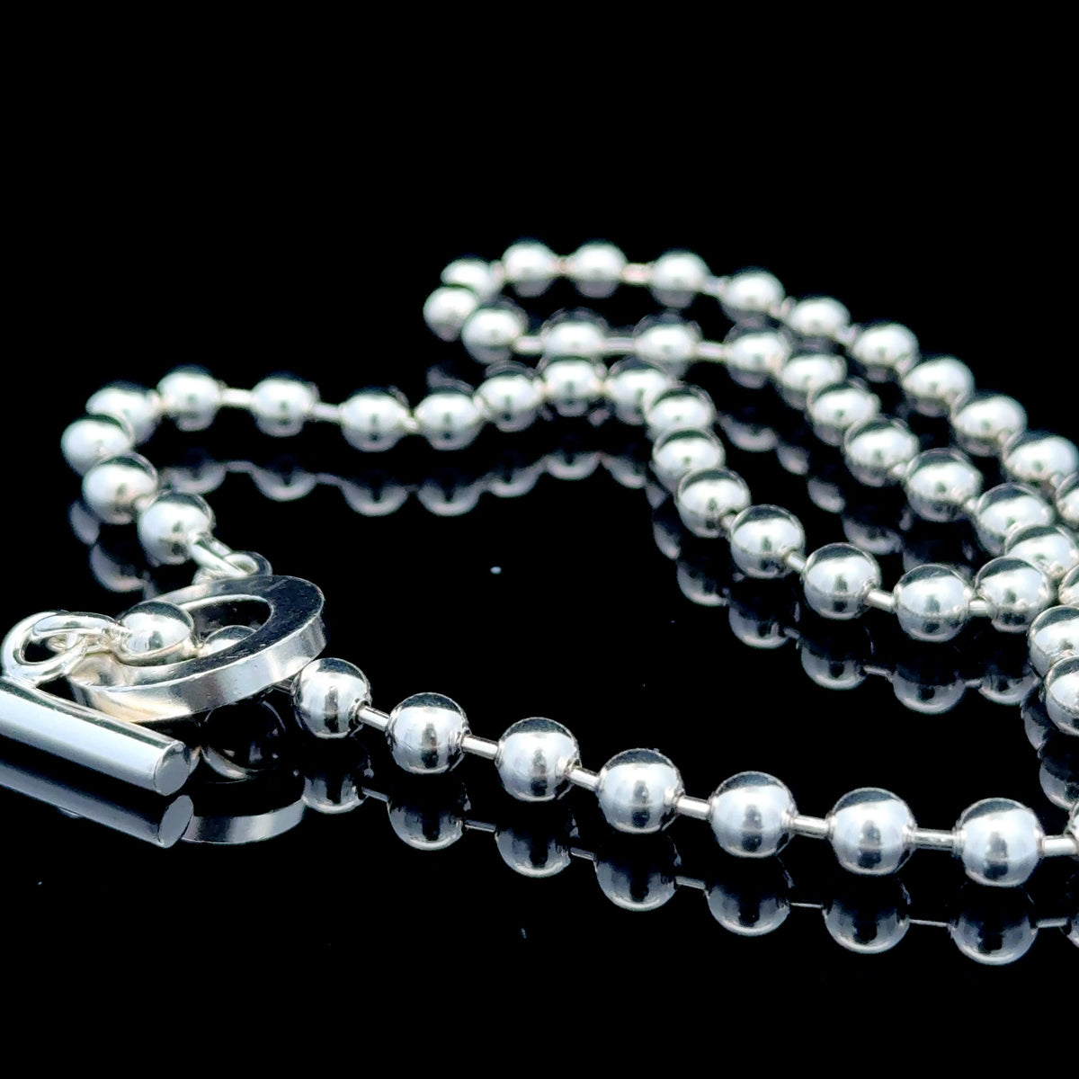 Silver Gucci Boule Bead & T-Bar Toggle Necklace