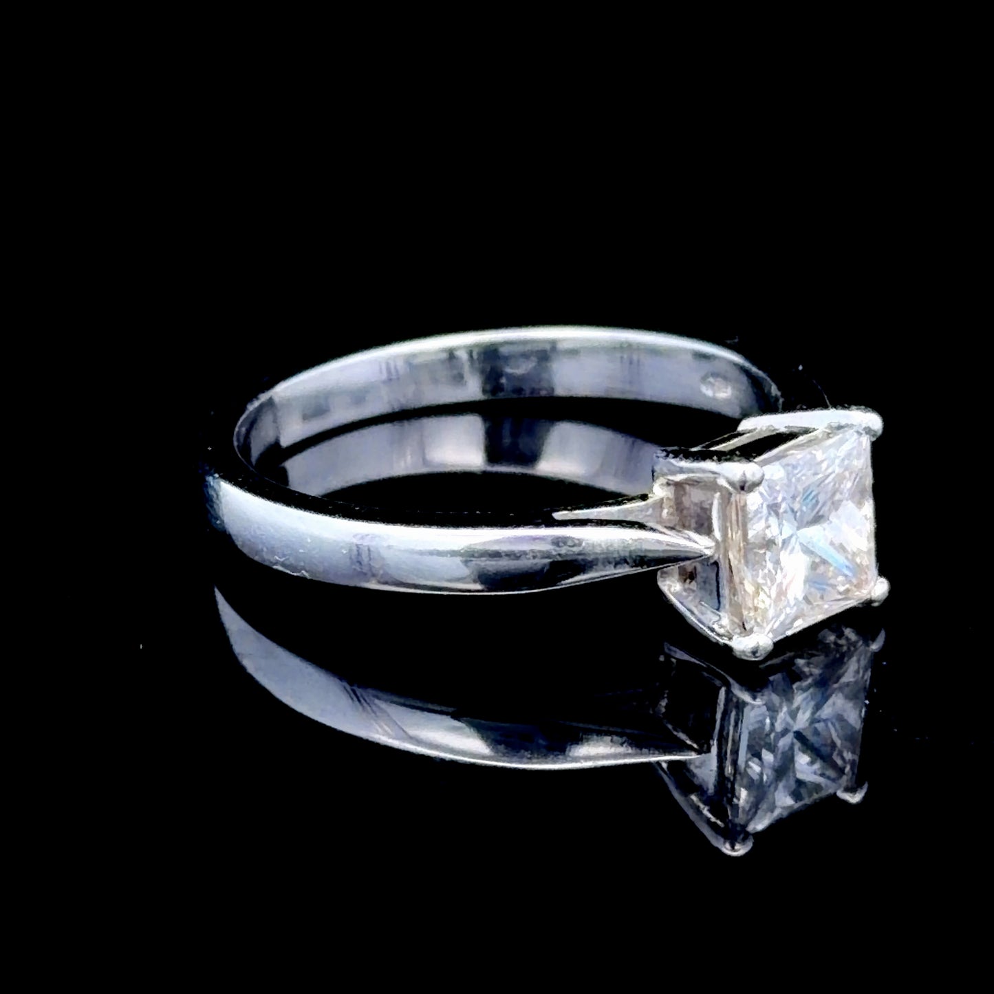 Platinum Princess Cut Diamond Solitaire Ring Appx 1.2cts